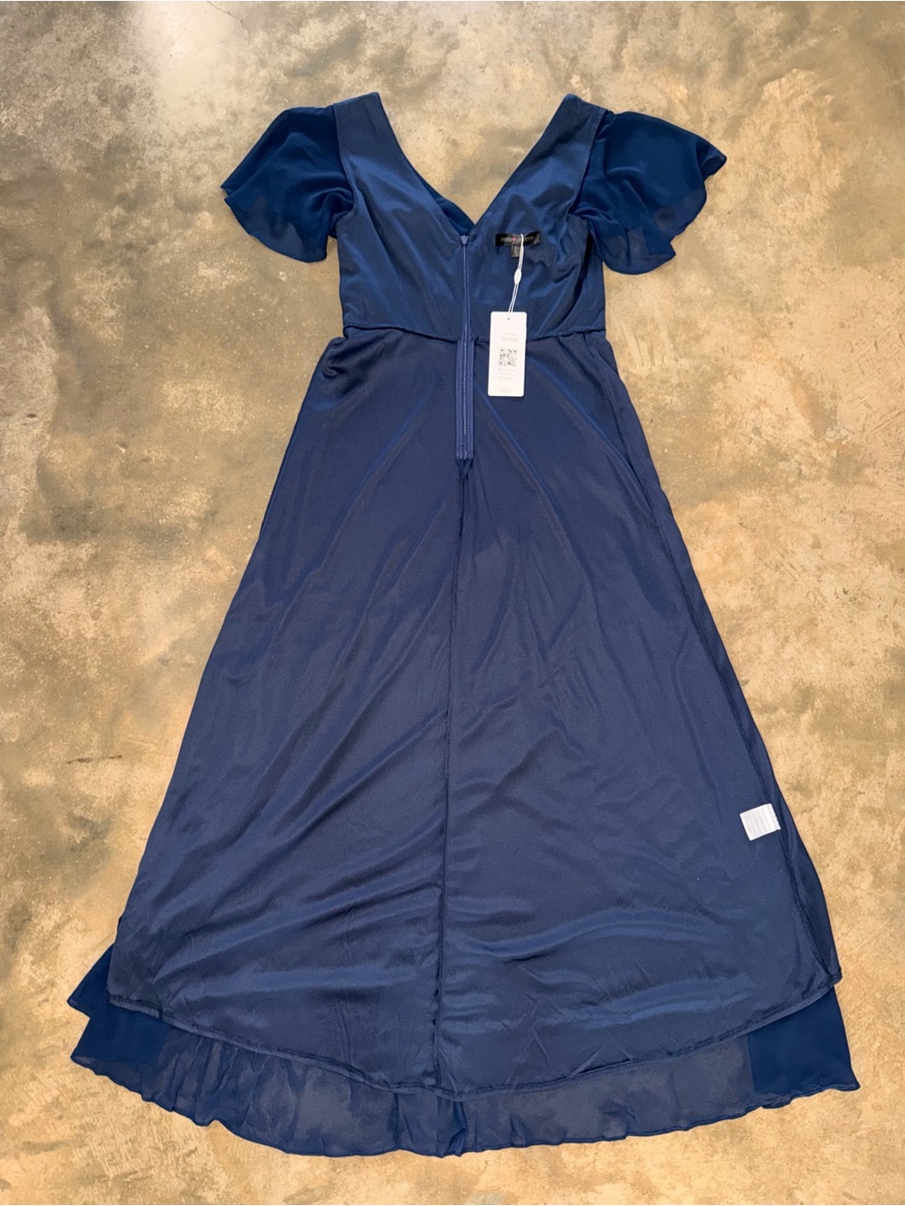 Ever Pretty Navy Charming Chiffon Bridesmaid Dress Lotus Leaf Hem NWT Size 10 - Picture 13 of 16